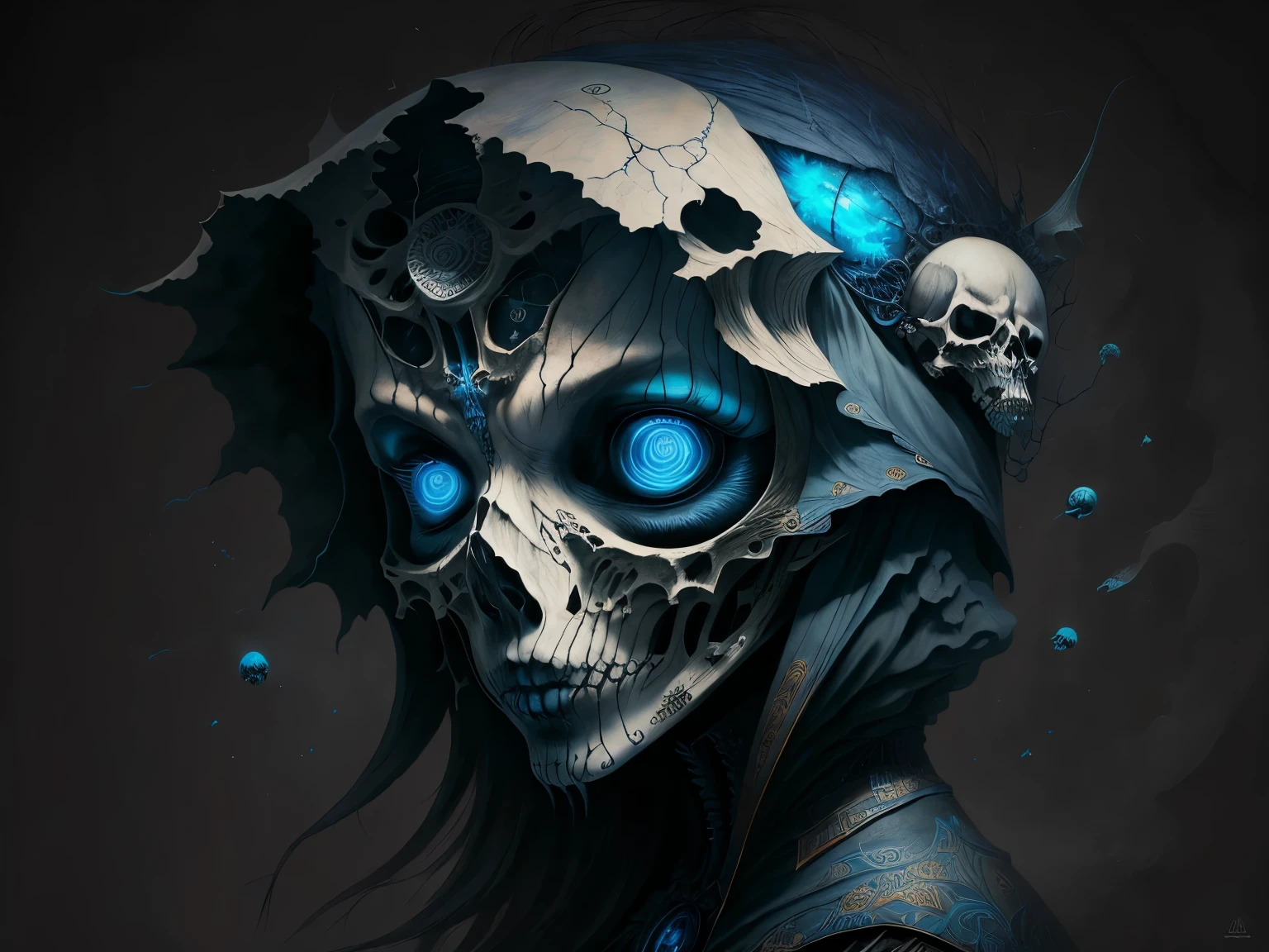 reaper possessed girl , blue soul, detailed realistic cartoon