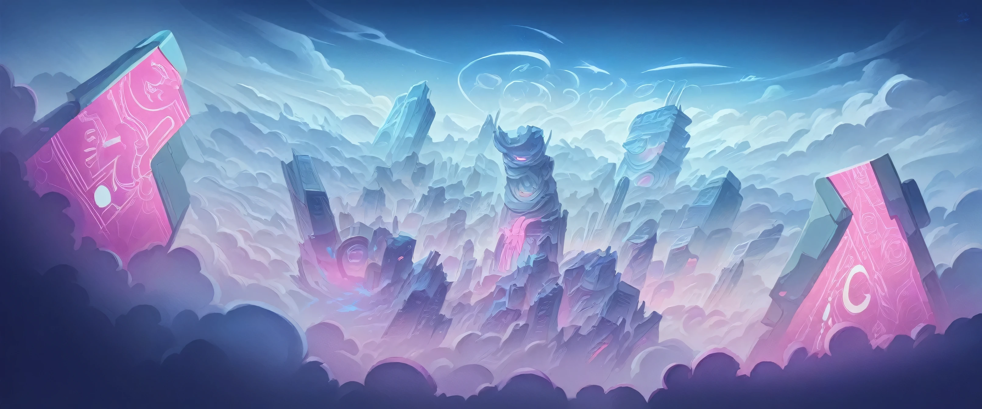 A floating city, blue sky background with clouds, intricate architecture, futuristic design, set with Asian culture, ornamental details, spectacular lighting, photorealistic, 8k, best quality, highly detailed, cinematic, epic scale, bright neon lights, shadows spectacular, volumetric fog, vibrant colors, science fiction, concept art style.
