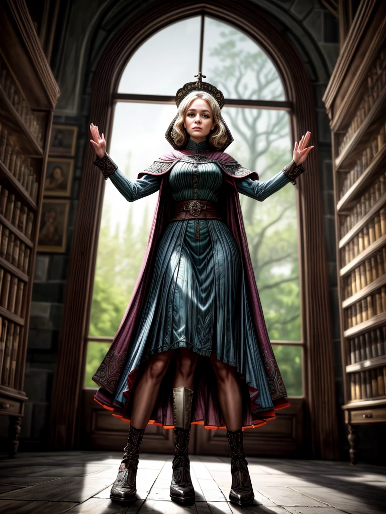 zrpgstyle, medieval portrait, (2girls:1.3), acolyte women, (Style-Interact:1.3), glorious elaborate ornate robes standing in a detailed luxurious stone castle (apothecary:1.2) Game of Thrones Hogwarts bright morning sunlight shining in from window Clutter-Home, (masterpiece:1.2) (best quality) (detailed) (intricate) (8k) (HDR) (wallpaper) (cinematic lighting) (sharp focus) (intense action scene, dutch angle, foreshortening, motion blur, blurred foreground:1.3), many details.