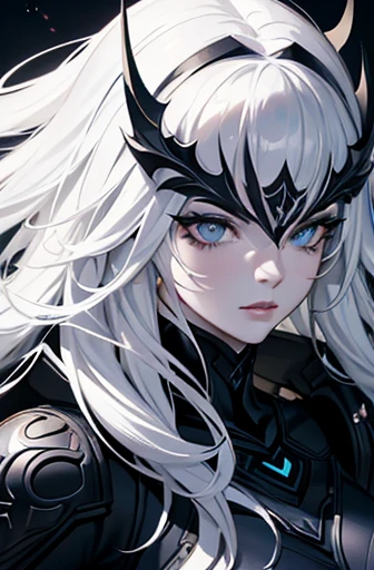 a beautiful female superhero, black stylized costume, mask on face, white hair, pale skin, light eyes, detailed portrait, dramatic pose, cinematic lighting, hyper realistic, award winning digital art, intricate details, vibrant colors, masterpiece