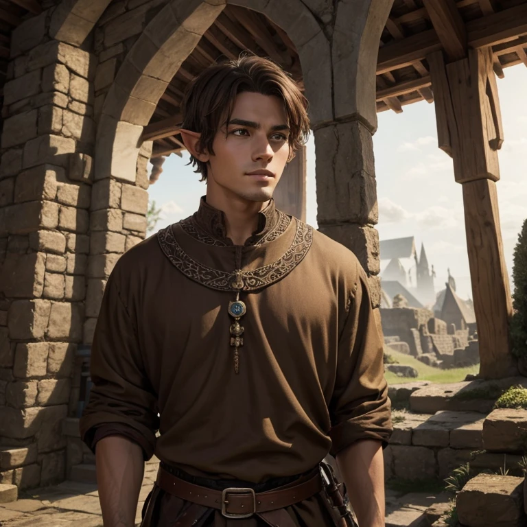 Elfo, medieval, hombre, brown short hair