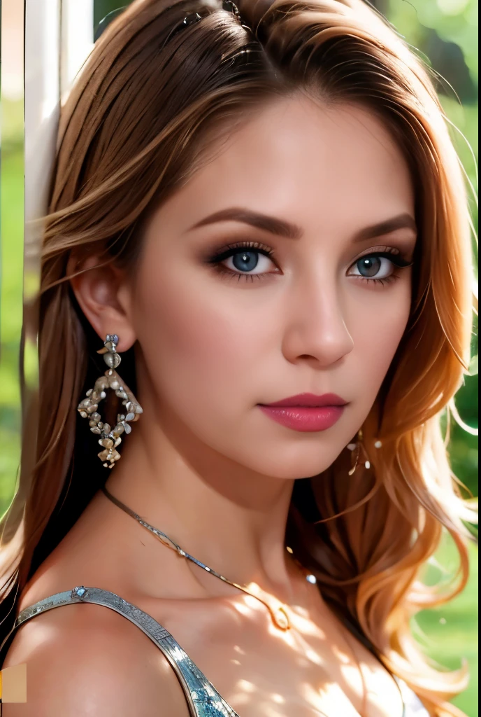 (masterpiece, Best Quality), intricate details, realist, photorealist, Instagram Photo of a woman wearing aretes, Mary R., inspired by Emma Andijewska, wrapped in crystals, silver color, long aretes, sandra chevier, huge earrings, 2019, Blue-eyed, platinum jewelry, arete, impeccable structure, silver arete,  