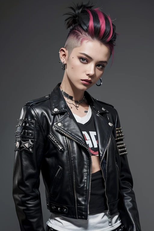 An image of a punk with a mohawk, dressed in a leather jacket with studs. In the top right corner, the image features a bright, striking inscription 'научпанк' in Russian.