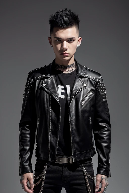 An image of a punk with a mohawk, dressed in a leather jacket with studs, in a futuristic style. The punk is standing against the backdrop of a sci-fi city with neon lights and cyberpunk elements. In the top right corner, the image features a bright, striking inscription 'НАУЧПАНК' in Russian, styled in cyberpunk with neon colors.