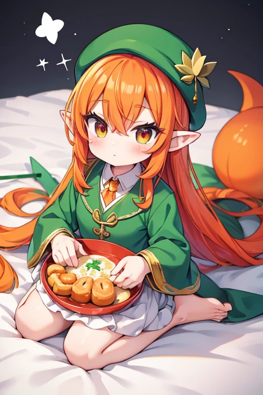 PastelGothAI, Leprechaun, pointy ears, orange hair with red highlights