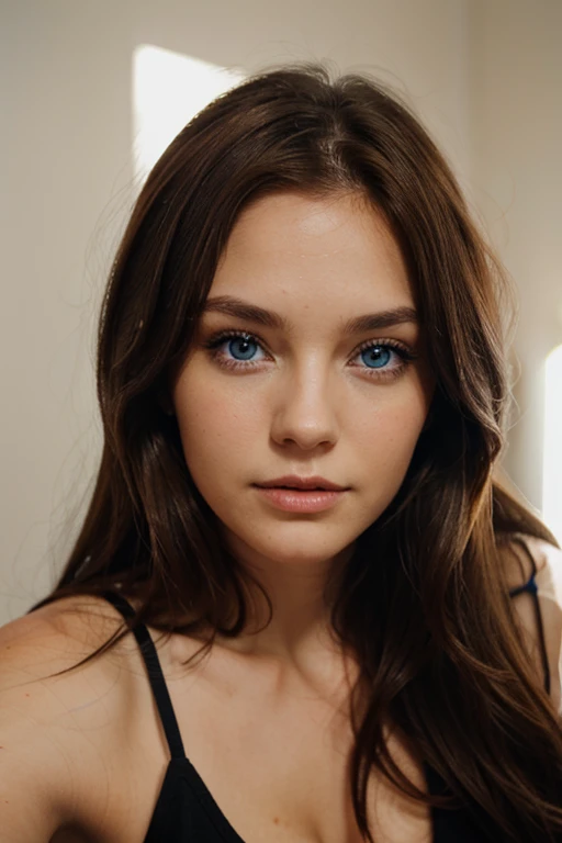 woman with brown hair and blue eyes