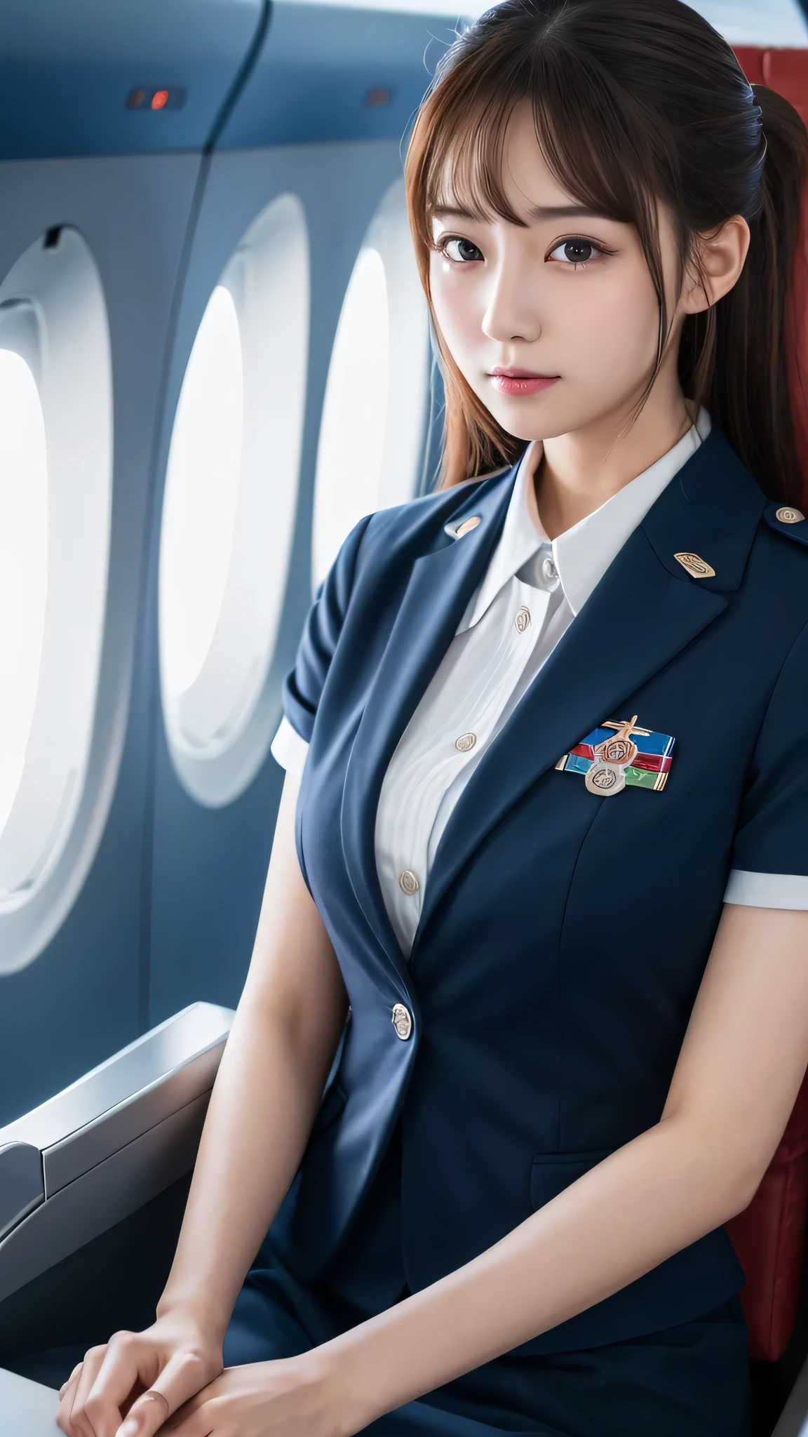 Super detailed, High resolution, Super detaileded, highest quality, wonderful, highest quality,Integrated 8K wallpaper, cinematic lighting, stewardess、20-year-old、Japanese