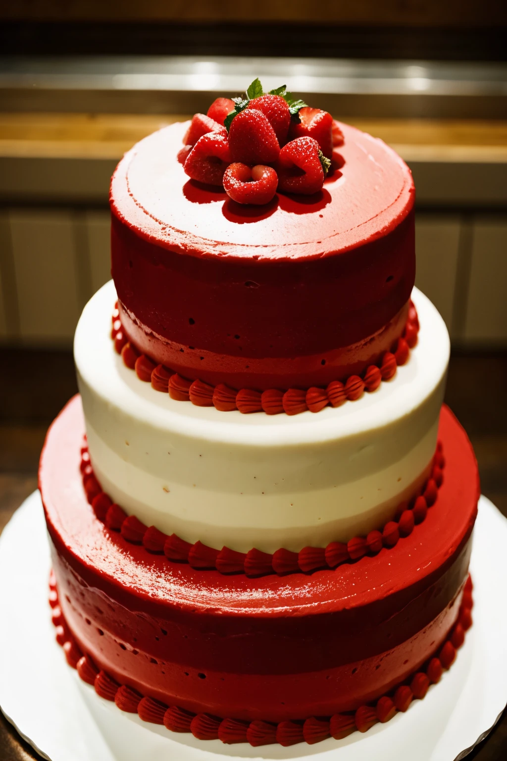 red fondant cake