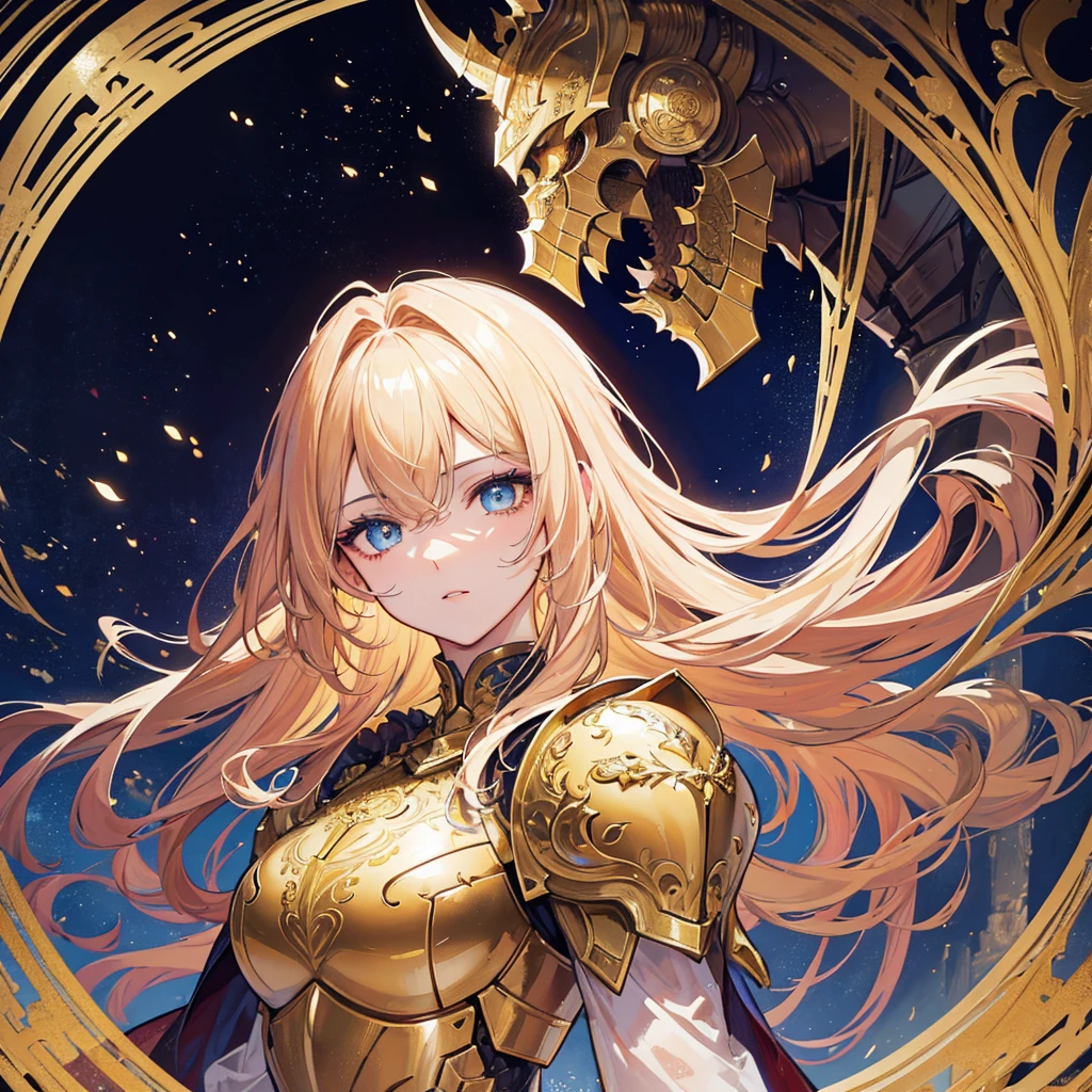 A golden knight aioria of leo, half normal face and half lion knight of athens, zodiac knight, beautiful detailed eyes, beautiful detailed lips, extremely detailed face and features, hyper-realistic, 8k, high quality, intricate details, hyperrealistic digital illustration, cinematic lighting, dramatic contrast, vibrant colors, fantasy art