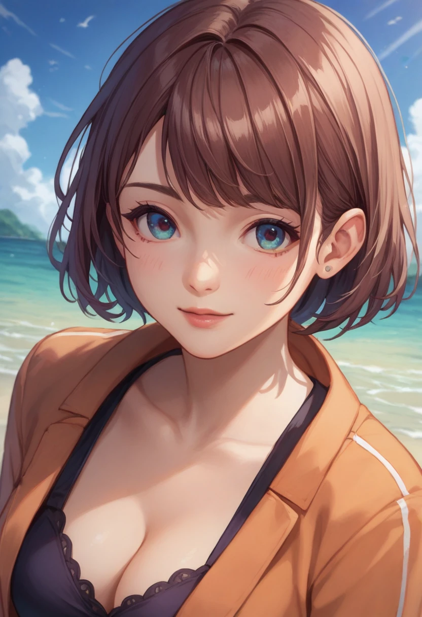 masterpiece,best quality, highly detailed, score_9, score_8_up, score_7_up, score_6_up,source anime,BREAK
 velma,1girl, glasses, solo, breasts, brown hair, turtleneck, sweater, brown eyes, short hair, freckles, ((large breasts)), lips, smile, turtleneck sweater, orange sweater, looking at viewer, bangs, parted lips, ((glowing cyberpunk goggles)), full body stand up with lot white cums on body wet
