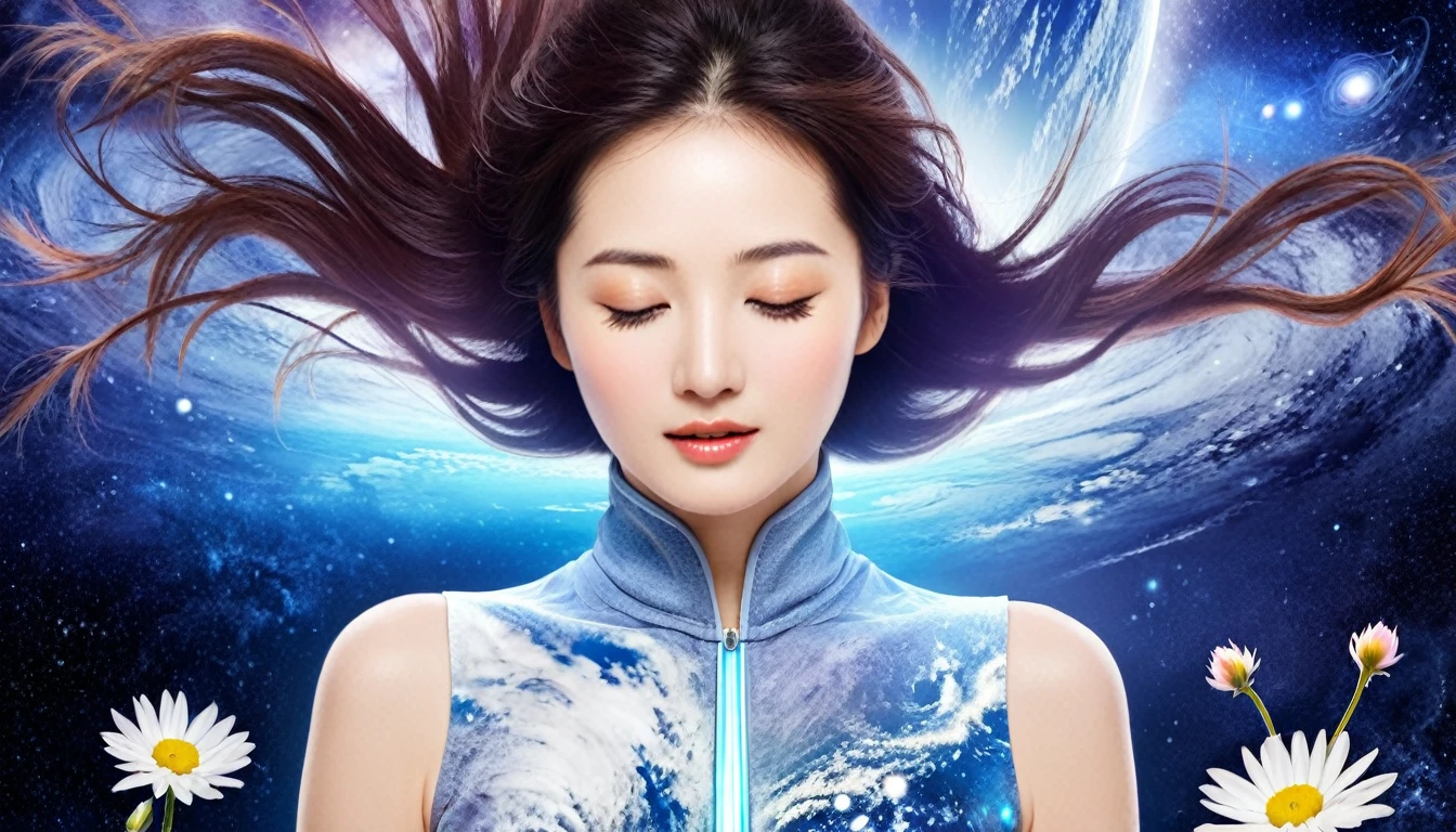 A beautiful woman is healed by space and springs