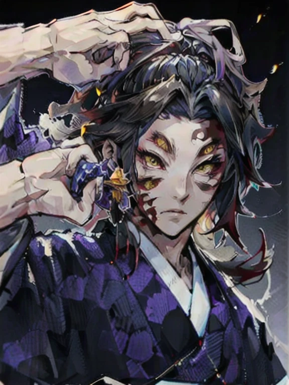 kokushibou,(Six eyes:1.2),1boy,solo,Best Quality,more eyes,,yellow eyes,, masterpiece, best quality,
