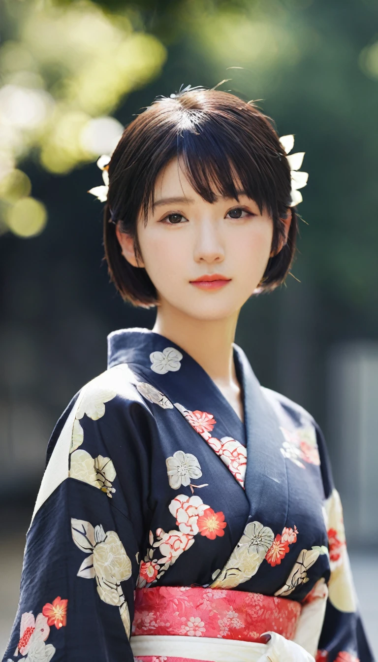 live-action、photograph、Japanese Girls、Simple yukata、summer night、Outdoor、beautiful girl、Short Hair、Black Hair、