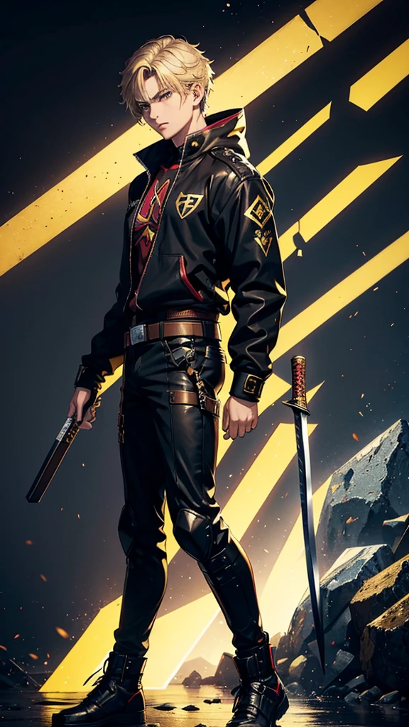 You can only one X-Men 17-year-old male of Russian origin, with blonde and brown hair, where his main weapons are a Katana and a Nodashi.
AGE: 17 years old Main weapons: Two katanas and a spear Clothing and appearance: He wears an X-Men uniform with dark tones, predominantly black with red details, yellow and gold.