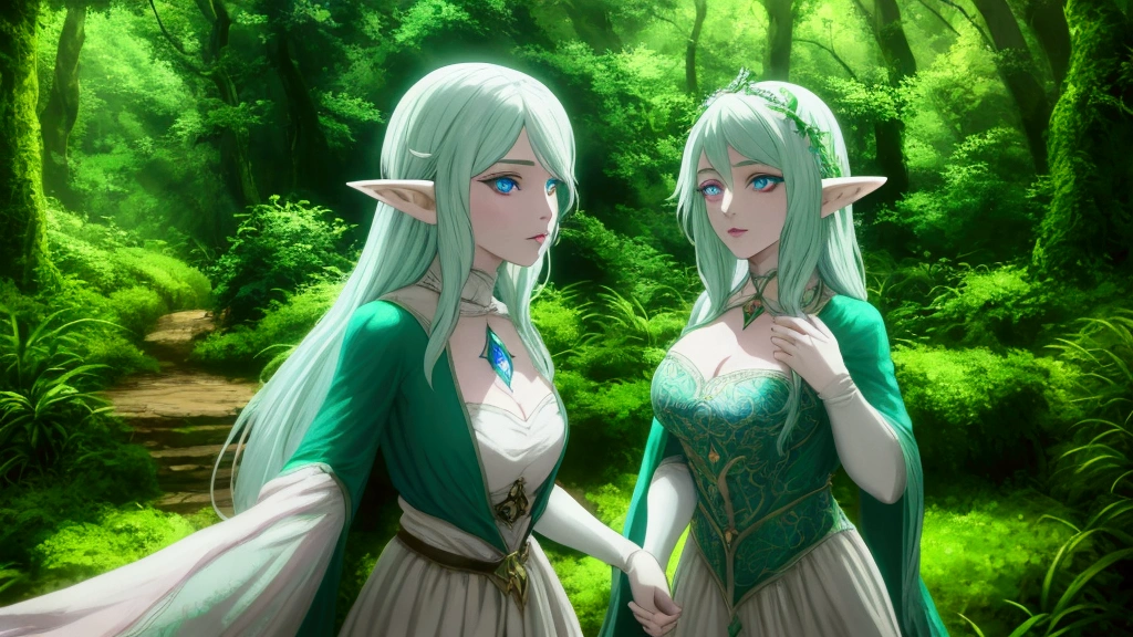 frieren, elf frieren, magic, beautiful detailed eyes, beautiful detailed lips, extremely detailed eyes and face, longeyela shes, fantasy landscape, lush forest, glowing magic, ethereal atmosphere, digital painting, cinematic lighting, vibrant colors, dramatic colors, (best quality,4k,8k,highres,masterpiece:1.2),ultra-detailed