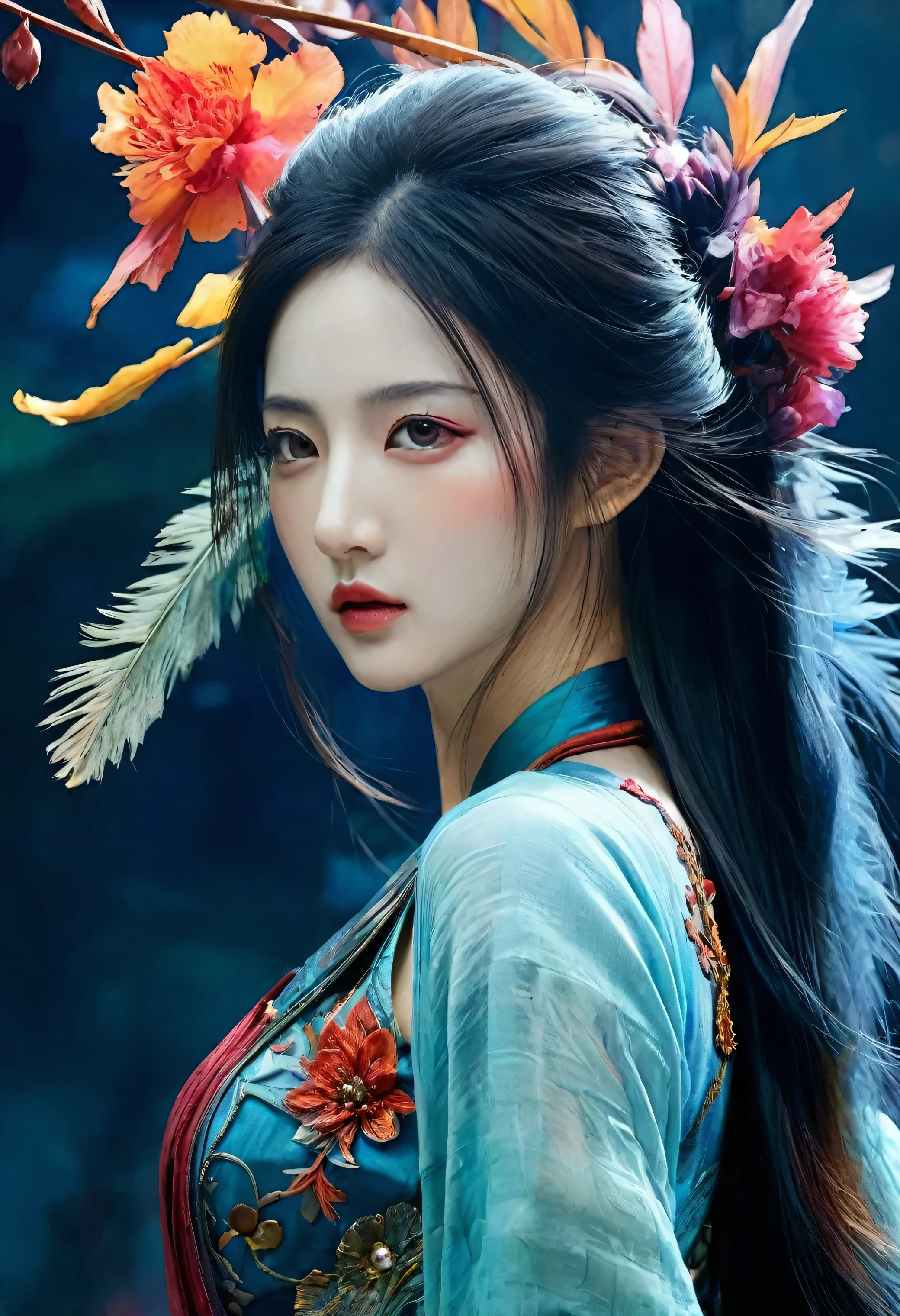 <(Digital watercolor Illustration of a (oriental beauty), by JB, Waterhouse, Carne Griffiths, Minjae Lee, Ana Paula Hoppe, Stylized watercolor art, Intricate, Complex contrast, HDR, Sharp, soft Cinematic Volumetric lighting, flowery pastel colours, wide long shot, perfect masterpiece:):1.0, (upper thighs shot:1.3), ((full body)),
<(detailed matte painting, deep color, fantastical, intricate detail, splash screen, complementary colors, fantasy concept art, 8k resolution trending on Artstation Unreal Engine 5):0.9,