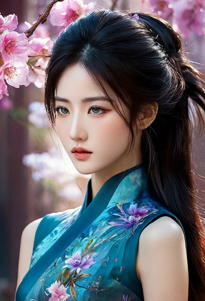 <(Digital watercolor Illustration of a (oriental beauty), by JB, Waterhouse, Carne Griffiths, Minjae Lee, Ana Paula Hoppe, Stylized watercolor art, Intricate, Complex contrast, HDR, Sharp, soft Cinematic Volumetric lighting, flowery pastel colours, wide long shot, perfect masterpiece:):1.0, (upper thighs shot:1.3), ((full body)),
<(detailed matte painting, deep color, fantastical, intricate detail, splash screen, complementary colors, fantasy concept art, 8k resolution trending on Artstation Unreal Engine 5):0.9,
