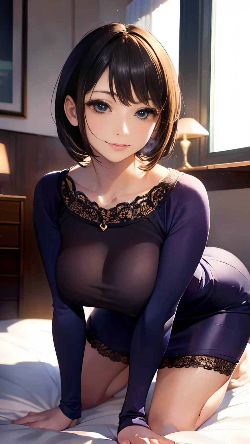 (masterpiece, Highest quality, Highest quality, Official Art, beautiful and aesthetic:1.2, Cinema Lighting、Key light at 45 degrees from the front, Subsidy light、Soft Backlight), 


beautiful Face、Perfect round ass、(((Burstingly Big Breasts)))、the body is slim、Fit and body、Pale skin、blue eyes、Long eyelashes、Glossy face、Pervert woman、beautiful mature woman, On all fours、
(Oily skin、Glowing Skin、Realistic skin texture、beautiful skin in every detail、Glowing Skin), 

character: Kyoka Tachibana、31-year-old female、

accurate to the human body、Correct five-finger、The perfect human body、Someone knowledgeable、Highly detailed face and skin texture、Natural neck length、(beautiful Hands)、beautiful, Long, slender legs、Straighten two legs、Straighten two arms、

(((Golden light)))

(Love Hotel:1.5),Man and woman having rough sex、

Sleeveless dress、throw、

Female Pervert,

Cleavage exposed, beautiful woman, Captivating smile, 
Captivating smile, Mischievous face, Sweat, vapor, blush, Excited, Best Sexual Poses, A loving gaze、Sweet face、Seductive Pose
