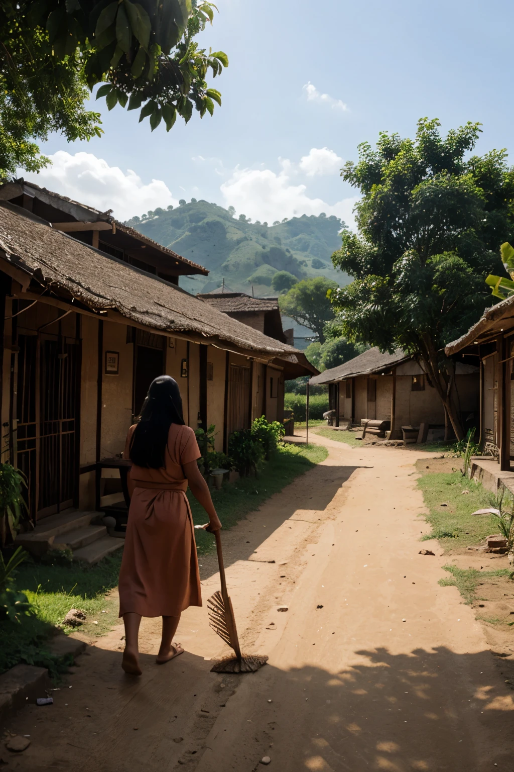 A sundanese village with a giant dustpan