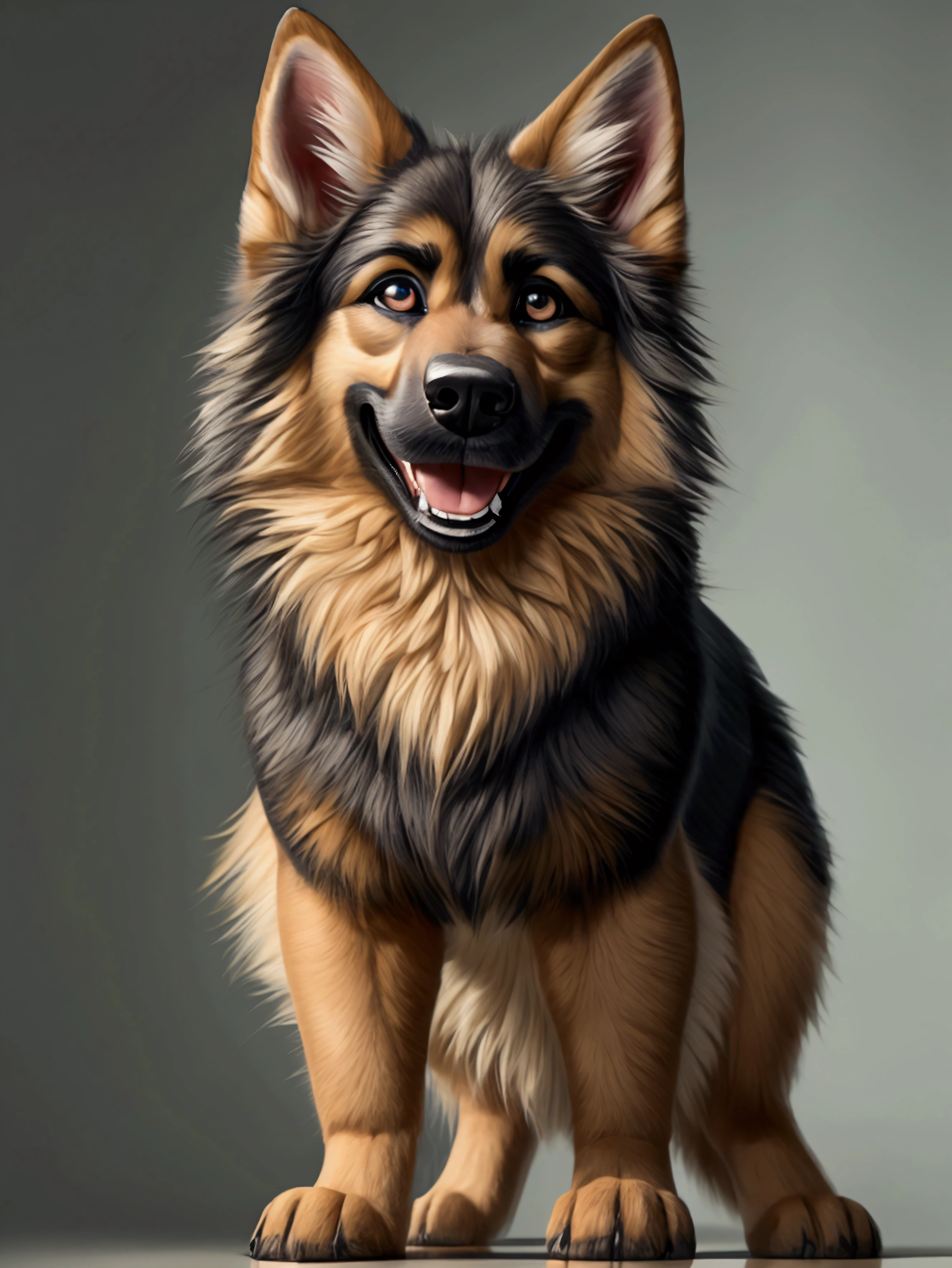 correctly eyes, clotheless, anatomically correct, german shepard, teenager, young, full body, sexy look, cute eyes, happy face, dominant, show paws, happy pose, 1guy, male, a wide field in background, fluffy crotch, fluffy fur, best quality, masterpiece, detailed, correctly eyes, standing 
