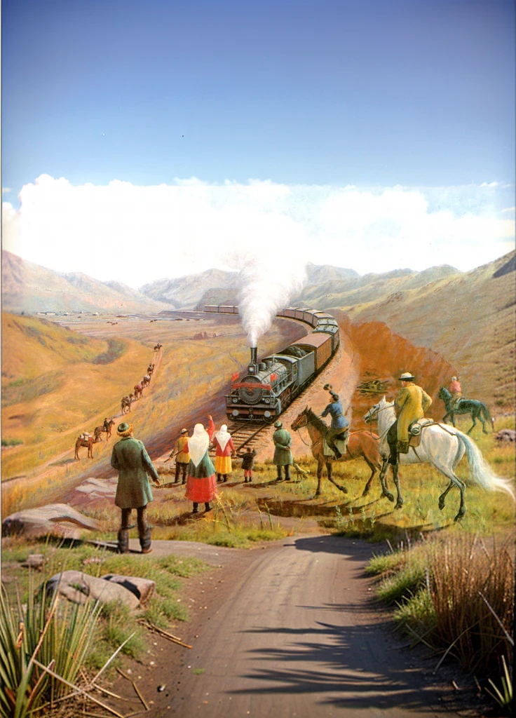 A painting of a group of people riding in a carriage, Detail redraw,Oil painting texture,photorealestic,Kim Shang-yi,k hd,Monochrome painting,Brown tones,high definition detail,Grandiose oil painting of the scene,Realisticstyle,The light and shadow are clear,