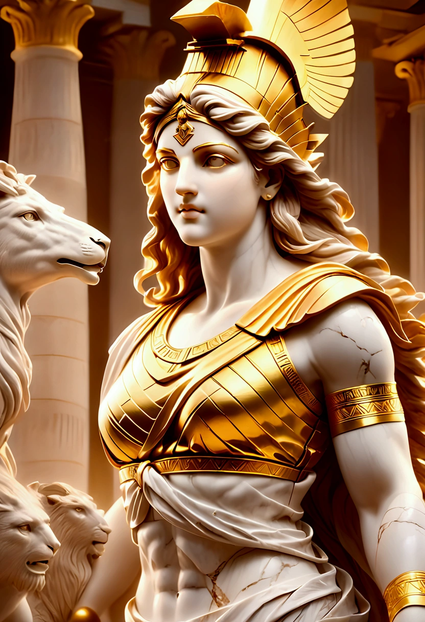 1girl, a stone statue of greek goddess, ancient greek sculpture, white and gold, cstatuesdxl, (4k,8k,highres:1.2), ultra-detailed, HDR, UHD, studio lighting, ultra-fine painting, sharp focus, physically-based rendering, extreme detail description, professional, vivid colors, bokeh, marble statue, ornate architecture, dramatic lighting, intricate details, classical art, masterpiece, best quality, very aesthetic, absurdres