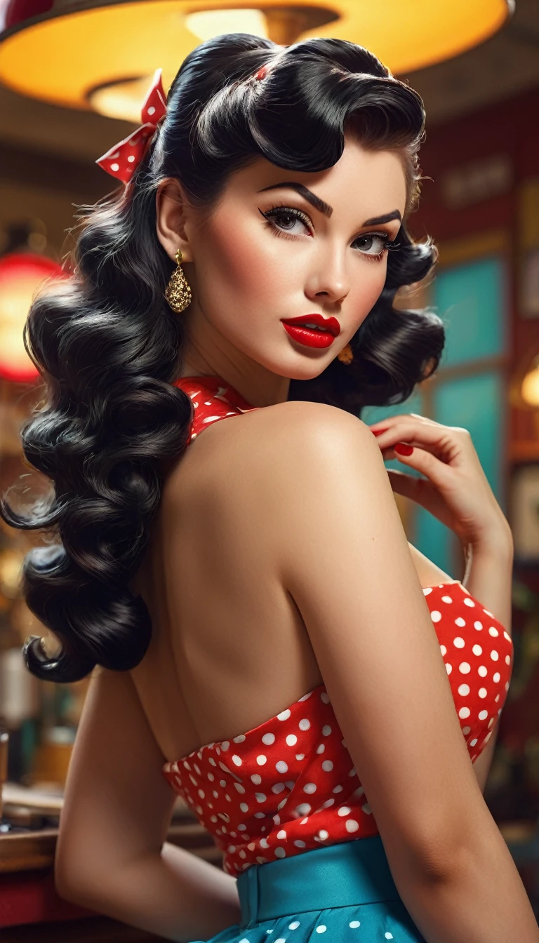 Create imaginative and amazing images demonstrating the style of ((Pin-Up)), hyper realistic, 8k, vibrant colors, sharp crisp image