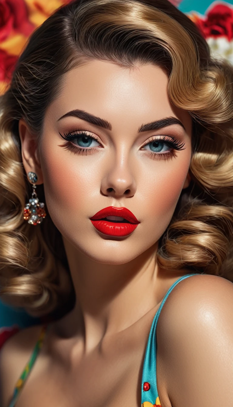 Create imaginative and amazing images demonstrating the style of ((Pin-Up)), hyper realistic, 8k, vibrant colors, sharp crisp image