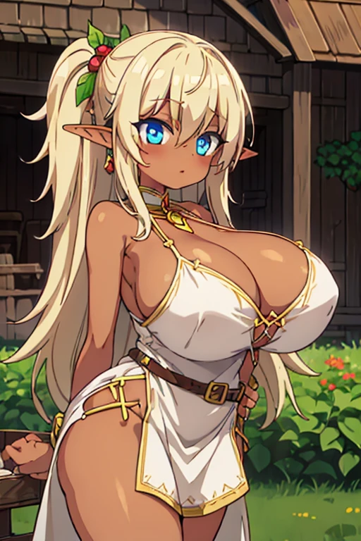 (tanned elf:1.2), (high fantasy slave outfit beige torn dress:1.2), (farm barn:1.2), (high resolution:1.2), (huge tits:1.2)