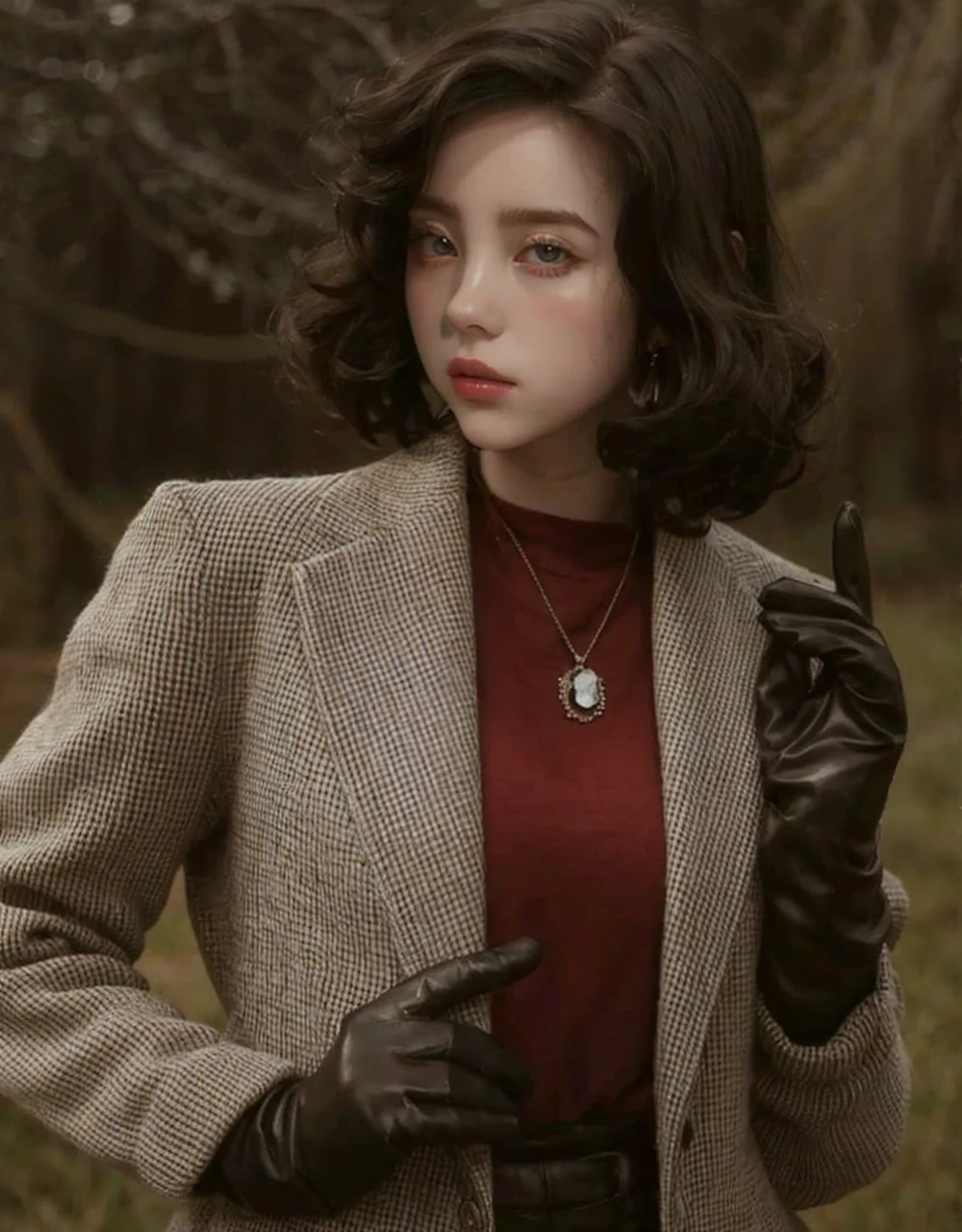 pale skin, big eyes and tender doll lips