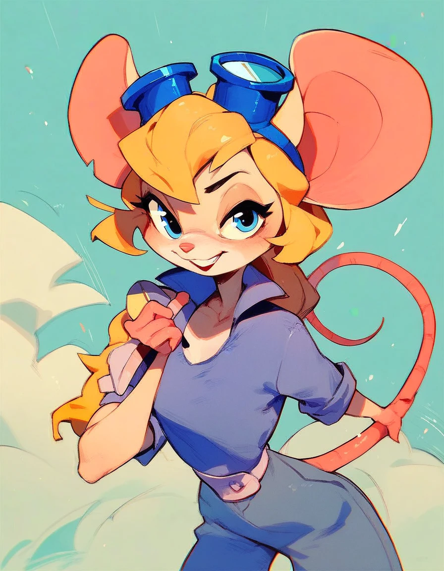 score_9, score_8_up, score_7_up, score_6_up, score_5_up, score_4_up, anthro mouse gadget hackwrench, blonde hair