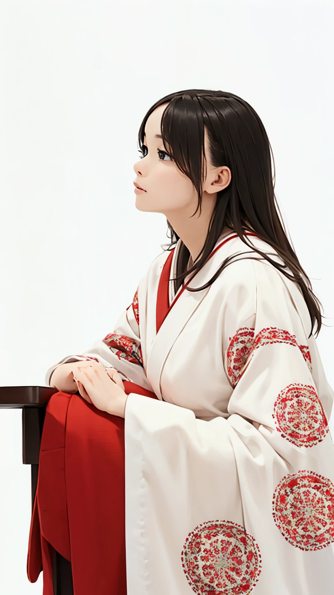 (((White background、White world)))、24-years-old、Unified 8K wallpapers、Very detailed、beautifully、beautiful、masterpiece、Highest quality、(ゼンTangle、Mandala、Tangle、Tangle)、(Fractal Art:1.3)、One Woman、beautiful黒髪、Japanese、Big pink、Red kimono、kimono、Very detailed、Dynamic angle、elegant、Brutalist Design、Bright colors、atmosphere、Streaming notes are displayed、(((White background、Pure white background、Red circle)))