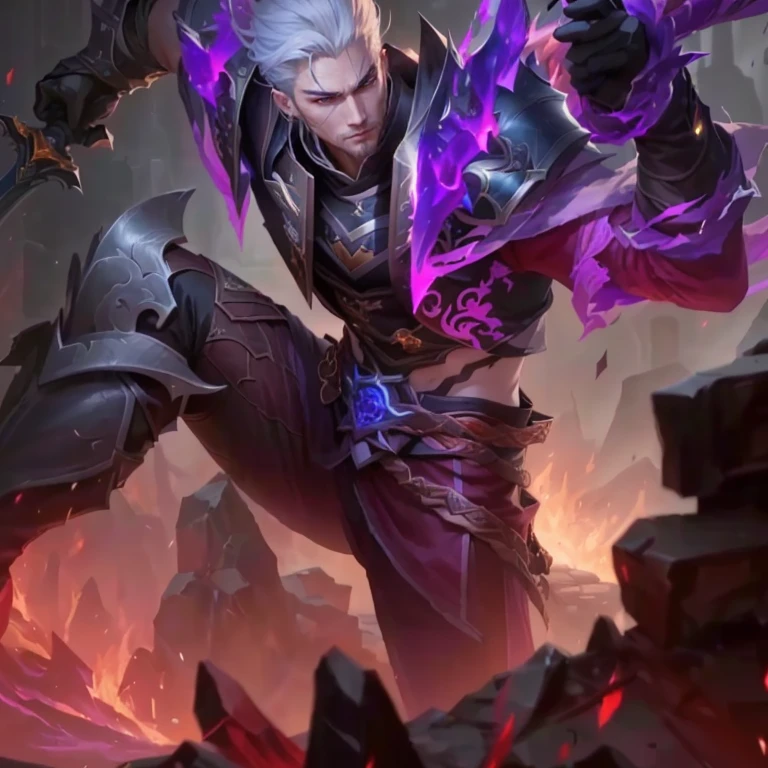 a close up of a person holding a sword in a fire, sylas, splash art, heise jinyao, iconic character splash art, amazing portrait of viego, official splash art, inspired by Shen Zhou, arcane jayce, son of sparda, leblanc, inspired by Huang Shen, character splash art, style of kieran yanner, casimir art