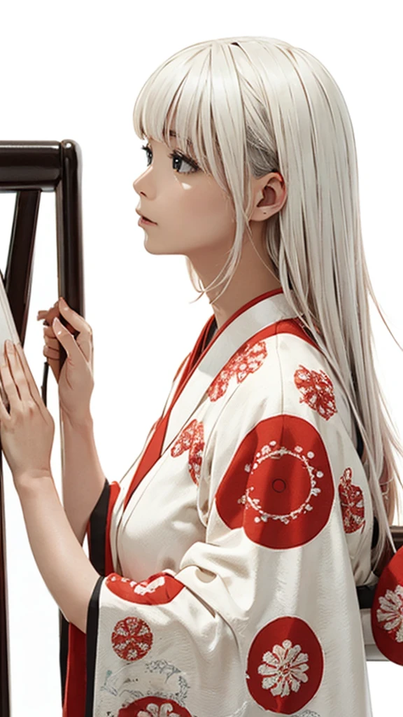 (((White background、White world)))、28 years old、Unified 8K wallpapers、Very detailed、beautifully、beautiful、masterpiece、Highest quality、(ゼンTangle、Mandala、Tangle、Tangle)、(Fractal Art:1.3)、One Woman、beautiful黒髪、Japanese、Big pink、Large Breasts、Red kimono、kimono、Very detailed、Photographed from the front、elegant、Brutalist Design、Bright colors、atmosphere、Streaming notes are displayed、(((White background、Pure white background、Red circle)))