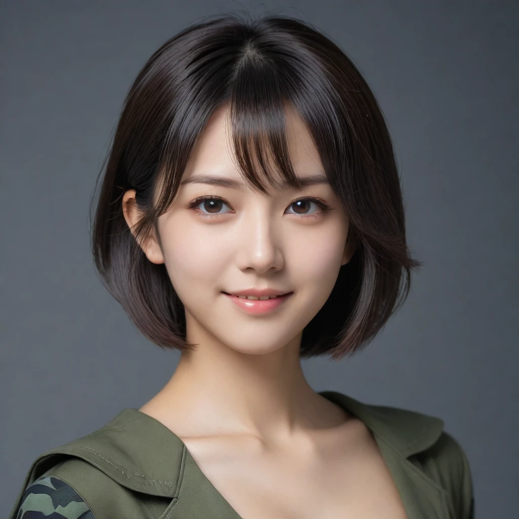8k, Ultra-high resolution, Highest quality, masterpiece, 三分割法によるphotograph,Surreal, photograph, 1 Girl, (:1.3), pretty girl, Cute Face, Beautiful eyes in every detail, 細かくdetailedに,masterpiece,One Girl:1.2,Japan Female Teachers,extream close up,light smile,Black short hair,Bob with bangs,The World of Metal Gear Solid,(印象派の美しい少女のPortraiture),(Impressionist light and colour), (next generation special forces:1.3),(Warrior,Camouflage,Beautiful dark eyes, So cute and beautiful,16 years old0.8),Sharp contours,Looking down, (High-tech special forces), ((Nuclear aircraft carrier)),indoor, Light from above, Low contrast, (Side view),, Perfect and beautiful face ,完璧でCute Face, Skin with attention to detail, Perfect limbs、Narrow waist,Looking at the audience,(((Ideal body type))),A cup small breasts :2,Portraiture:2,Perfect Anatomy,鮮明なdetailed,detailed,Surreal,Light and shadow,glowing