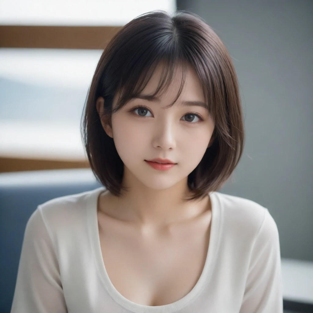 8k, Ultra-high resolution, Highest quality, masterpiece, 三分割法によるphotograph,Surreal, photograph, 1 Girl, (:1.3), pretty girl, Cute Face, Beautiful eyes in every detail, 細かくdetailedに,masterpiece,One Girl:1.2,Japan Female Teachers,extream close up,light smile,Black short hair,Bob with bangs,The World of Metal Gear Solid,(印象派の美しい少女のPortraiture),(Impressionist light and colour), (next generation special forces:1.3),(Warrior,Camouflage,Beautiful dark eyes, So cute and beautiful,16 years old0.8),Sharp contours,Looking down, (High-tech special forces), ((Nuclear aircraft carrier)),indoor, Light from above, Low contrast, (Side view),, Perfect and beautiful face ,完璧でCute Face, Skin with attention to detail, Perfect limbs、Narrow waist,Looking at the audience,(((Ideal body type))),A cup small breasts :2,Portraiture:2,Perfect Anatomy,鮮明なdetailed,detailed,Surreal,Light and shadow,glowing