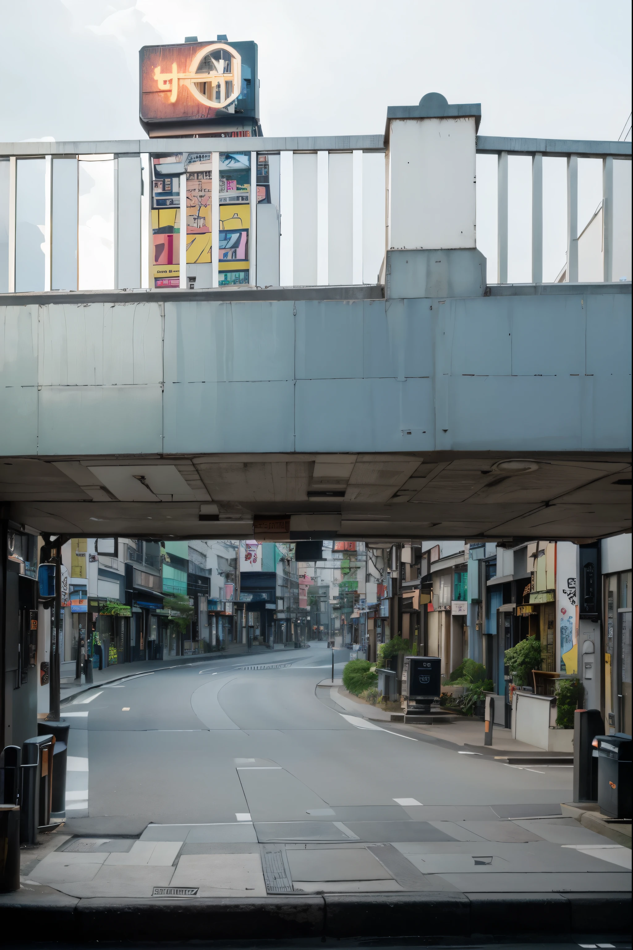 (Best quality, 8k, 32k, Masterpiece, UHD:1.2), "Transform the scene into the urban and vibrant streets of Harajuku, Japan, but with an eerie emptiness. The setting is devoid of crowds or people, emphasizing the stillness of the moment. The streets are lined with colorful storefronts and fashion boutiques, showcasing Harajuku's eclectic and trendy style. Neon signs and billboards add splashes of bright colors against the urban backdrop.

The architecture is a mix of modern and quirky, with buildings featuring unique facades, artistic graffiti, and bold patterns. There are no trees or grass, just the concrete jungle of the city, with sidewalks and streets intersecting in a complex, yet orderly fashion.

Street lamps and urban furniture like benches and signposts dot the area, enhancing the feeling of an urban environment. The scene captures the essence of Harajuku's vibrant fashion district, yet with an unusual quietness, allowing the intricate details of the urban landscape to stand out."