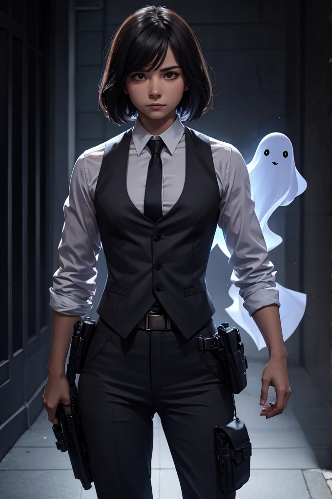 Shadow ghost possessing an empty bulletproof vest
