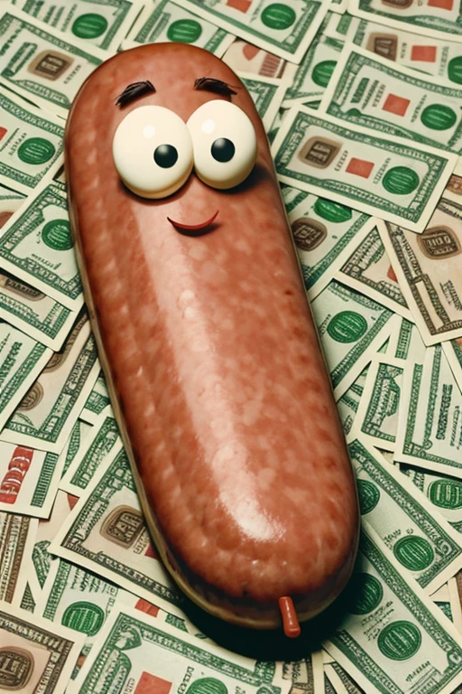 sausage animated with money 