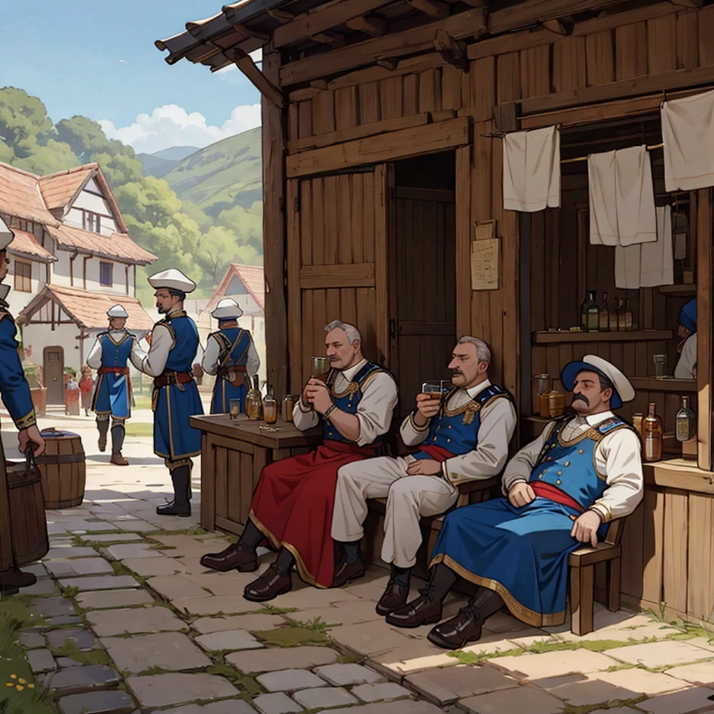 The guards sent by the baron turned out to be lazy drunks and instead of helping the village, they do nothing but drink all day.