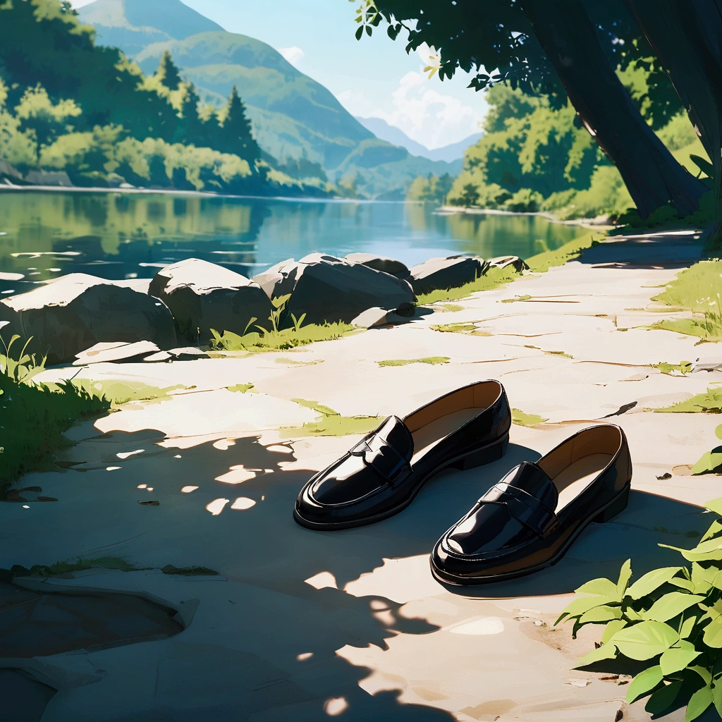 Riverside Summer A pair of shoes is lying on the ground Waterside