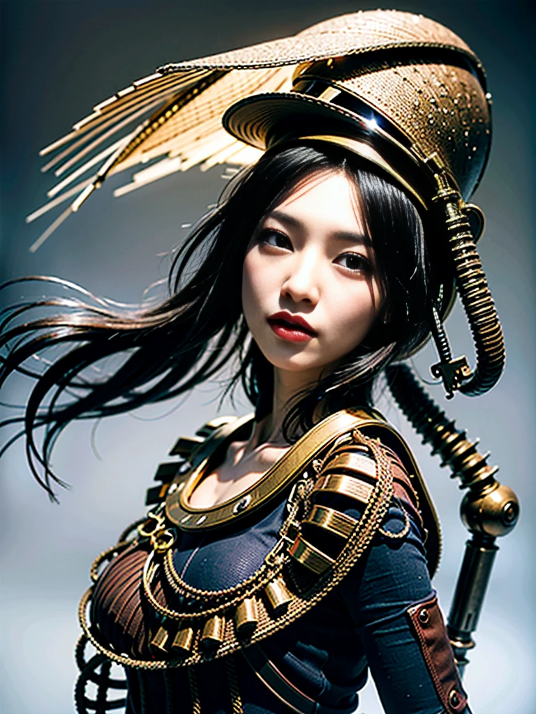 (masterpiece, highest quality:1.2), (8K Ultra HD, 16k, 32k, Ultra-high resolution), (Realistic:1.37), (RAW Photos), Ultimately realistic, Ultimately realistic details, Ultimately realistic texture, Ultimate in exquisite detail, Ultimately realistic lighting, Ultimately realistic shadow, Japanese Girls, Extremely cute face, Ultimate RAW Skin, Ultimately realistic eyes, (mechanical:1.4), (armor), whole body, Wide Shot