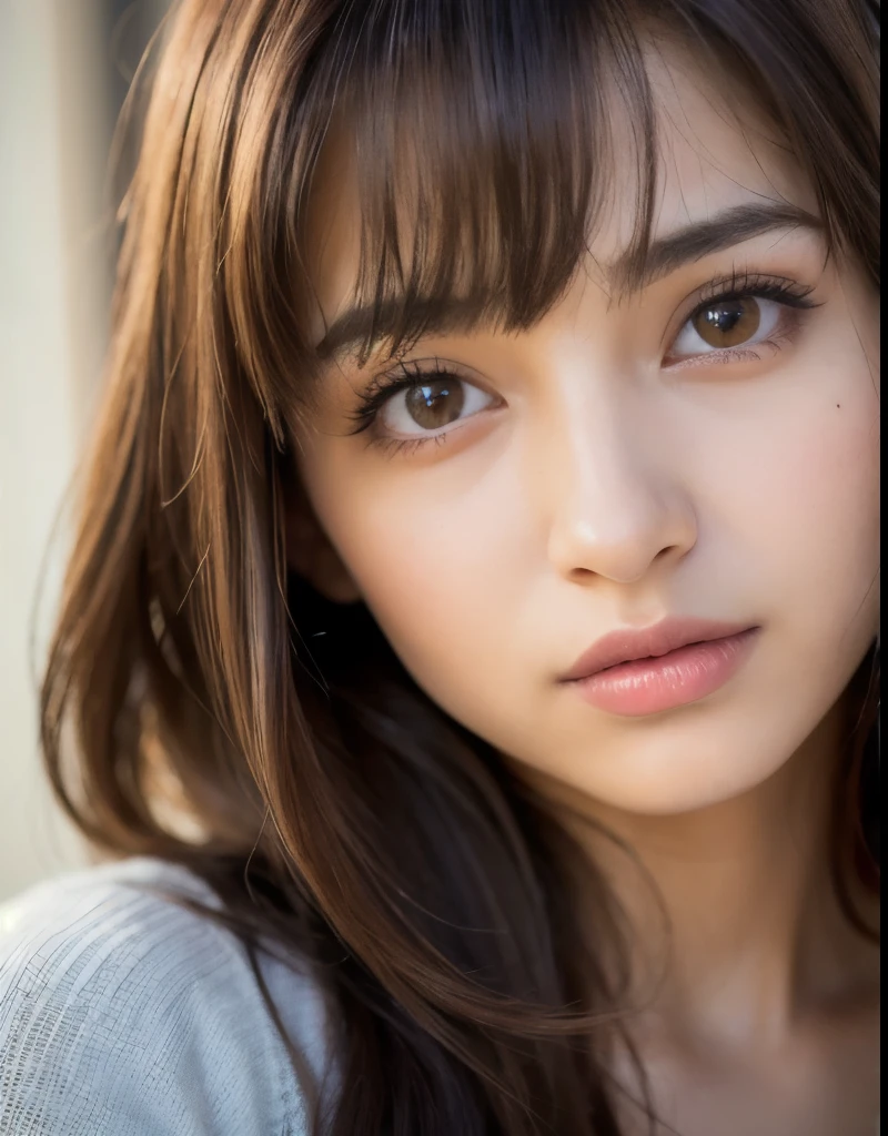 best quality, face focus, soft light, ultra high res, (photorealistic:1.4), RAW photo,
1black and iranian lightskin girl, solo, cute, (pupil, lights in the eyes), detailed beautiful face, (small chest),(high resolution detail of human skin texture),
(reddish brown long hair with bangs)