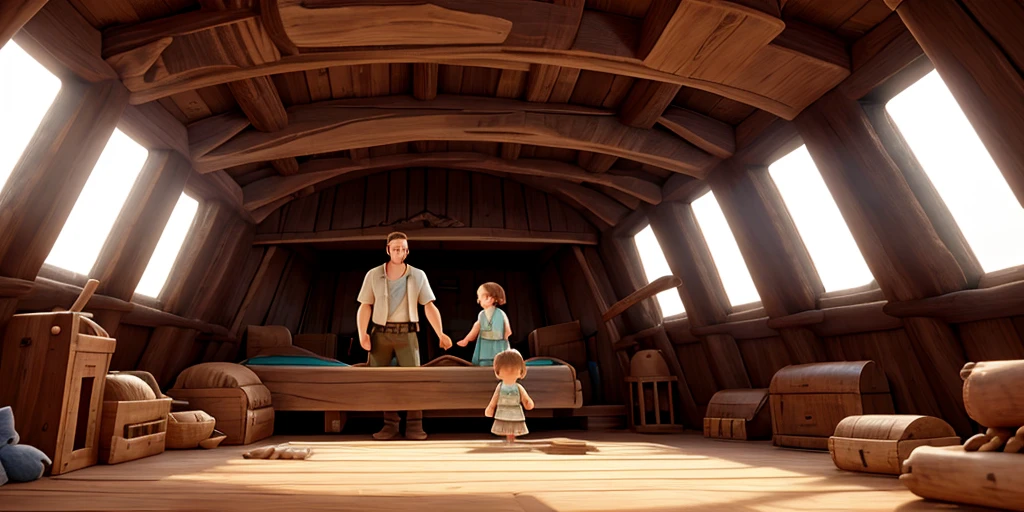 inside the ark with his family