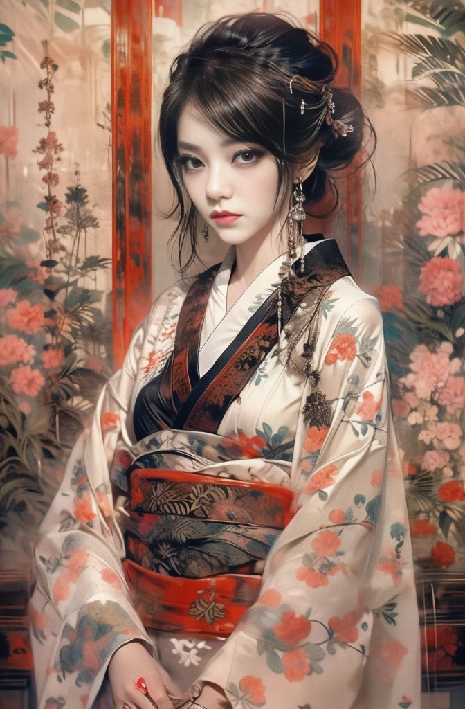 Red tint, Avant-garde, The world of Kyusaku Yumeno, picaresque, Taisho Romance, In the Imperial City of Tokyo, A fantastic atmosphere, Fashion model Sayoko Yamaguchi, 1人のBeautiful bob cutの女性が立っている, mysterious beautiful woman, Beautiful bob cut, Very sharp beauty, A woman from a distinguished family in the 1920s, pretty much beautiful face, Sharp eyes with slit length, Very delicate and beautiful eyes, Captivating woman, Very stylish woman, Elegant and noble beauty, Beautiful and stylish red kimono, A woman who looks about 27 years old, Five fingered hand, Gorgeous and luxurious, a fine art painting by Yang J, Pixiv, Fantasy art, artwork in the style of Gwaiz, Gwaiz, Japanese art style, Chen Yifei, Female painting, Vivid and colorful paintings, Glamorous and luxurious, eiko ishioka, yuuki hagure, Ishida Sui with black hair, takeyuki kanda, inspired by Miwa Komatsu, Kazami Yuuka, Yoshitomo Nara, Yaoi Kasuma, Akiko Takase, Kazue Kato, Paintings from Nakahara Nantenbo, tumbler, What is it?, kimi takemura, For whom??, Yoshitomo Nara, chiho ashima, Aoi Ogata, kiyoko suzuki, Ishida Sui with black hair, Chen Yifeiに影響を与えた作品, Works that influenced Francesco Hayes, Inspired by Hendrik Terbruggen, Jean=Works that influenced Auguste Dominique Ingres, Works that influenced Liu Jun, Jean=Works that influenced Auguste Dominique Ingres, artwork in the style of Switzerland, by ヤン・J, Switzerland, Beautiful Art UHD 4K, Detailed painting 4k, Beautiful digital art, Beautiful artwork illustration, Switzerland masterpiece, By Chen Yanjun, Lee Song, Highest quality, The perfect angle, Perfect composition, Best Shot, Official Art, Cinematic Light, Figurative art, Beautiful and expressive paintings, Beautiful artwork illustration, wonderful, Cool Beauty, clear, Muromachi Fantasy, mysterious, Highest quality, Official Art, Extremely delicate and detailed painting style, Beautiful and subtle effects, Elegant and beautiful painting art, The pinnacle of painting beauty, Perfect light, Perfect composition, The perfect angle, Perfect subject, Best Shot, Female Solo, Sharp contours, Face close-up