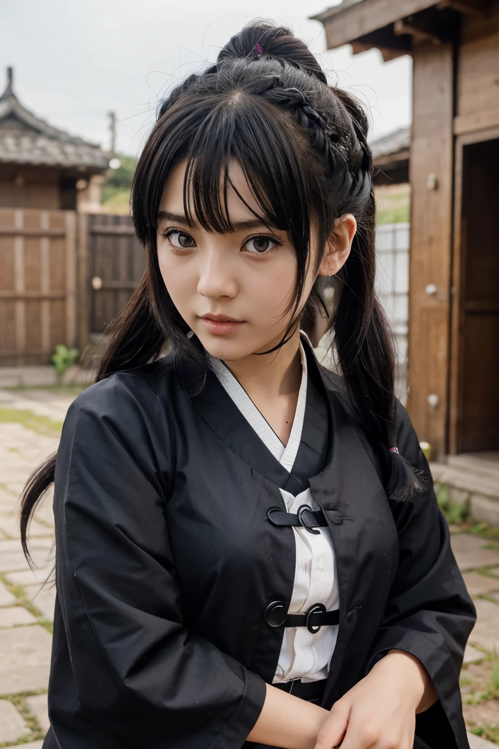 A girl from kimetsu no yaiba hair of tokito and sicatrises