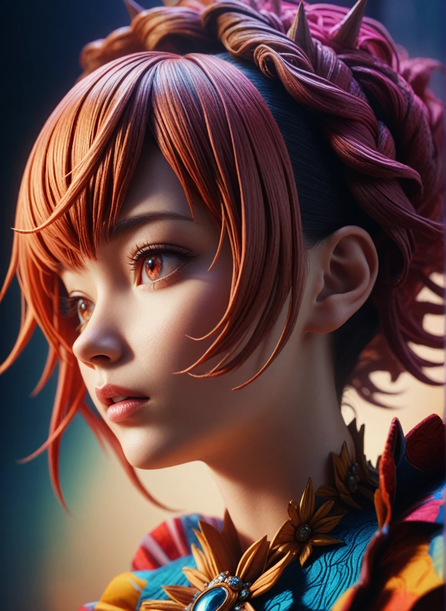 A beautiful detailed portrait of haruki ikuta from The Idolmaster, extremely detailed face and eyes, beautiful detailed lips, long eyelashes, elegant expression, intricate hairstyle, colorful anime style outfit, detailed fabric textures, vibrant colors, dramatic lighting, cinematic composition, photorealistic, 8k, best quality, masterpiece