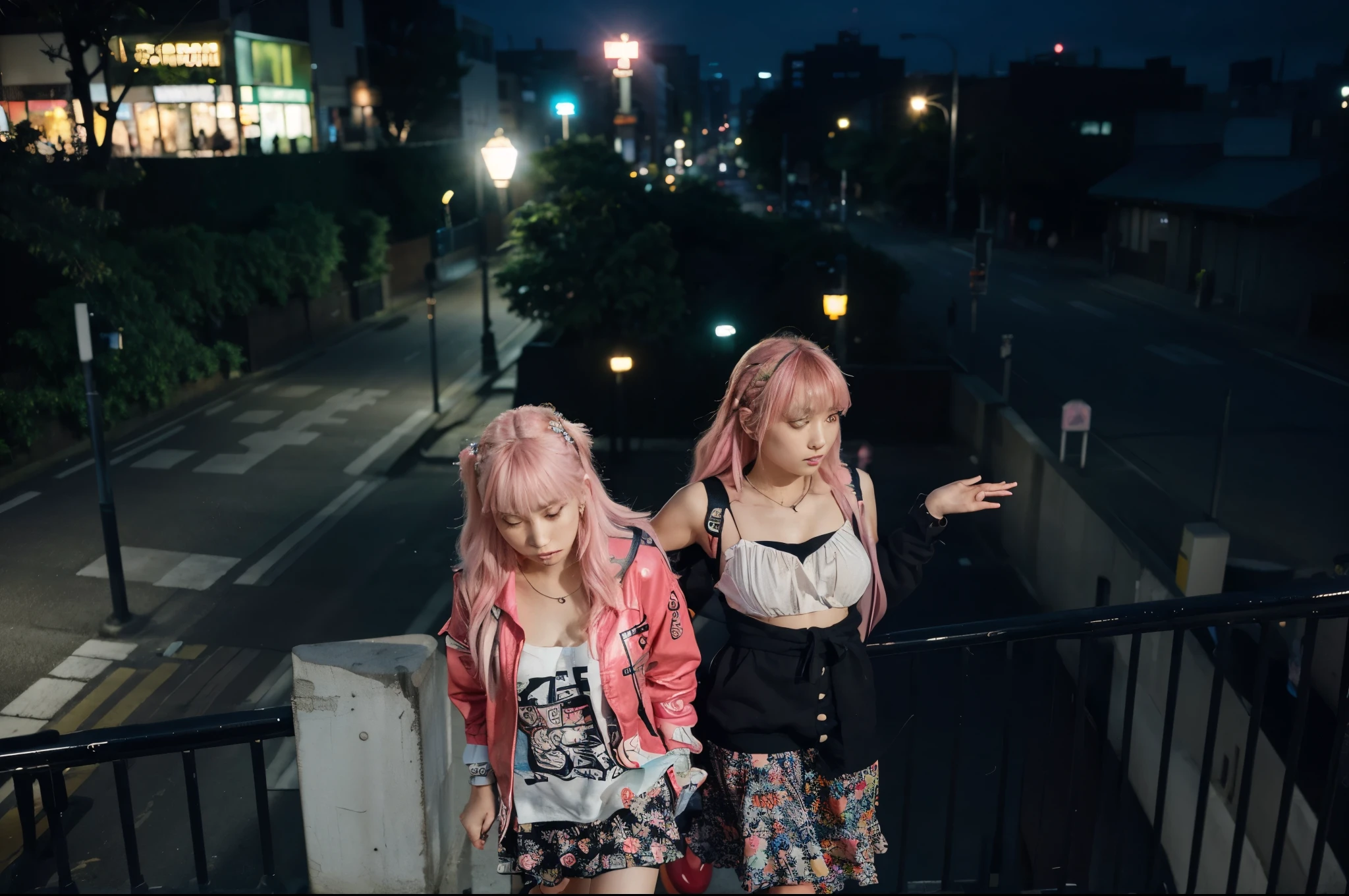 (Best quality, 8k, 32k, Masterpiece, UHD:1.2), "Transform the scene into the urban and vibrant streets of Harajuku, Japan, but with an eerie emptiness. The setting is devoid of crowds or people, emphasizing the stillness of the moment. The streets are lined with colorful storefronts and fashion boutiques, showcasing Harajuku's eclectic and trendy style. Neon signs and billboards add splashes of bright colors against the urban backdrop.
The architecture is a mix of modern and quirky, with buildings featuring unique facades, artistic graffiti, and bold patterns. There are no trees or grass, just the concrete jungle of the city, with sidewalks and streets intersecting in a complex, yet orderly fashion.
Street lamps and urban furniture like benches and signposts dot the area, enhancing the feeling of an urban environment. The scene captures the essence of Harajuku's vibrant fashion district, yet with an unusual quietness, allowing the intricate details of the urban landscape to stand out."