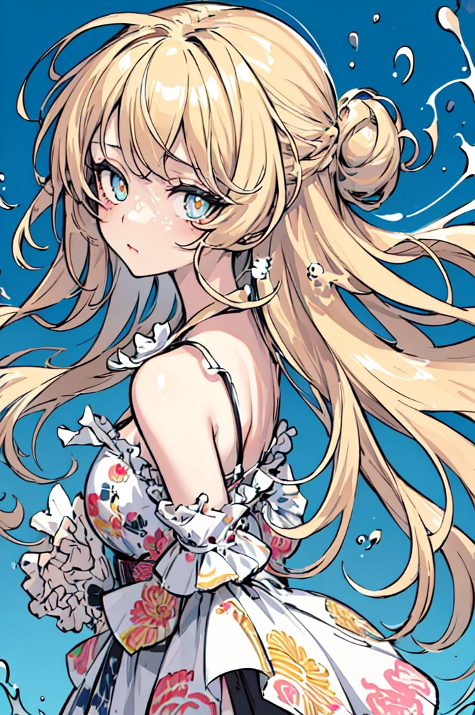 (masterpiece), (best quality), (Extremely detailed),(Messy hair),(illustration), (1 girl), (Fashion), permanent,fashion model,Looking at the audience, (interview), (Simple background),Beautiful and delicate eyes,Delicate and beautiful face,floating,(high saturation),(Colorful splash),Colorful bubbles,(shining),focus on face,