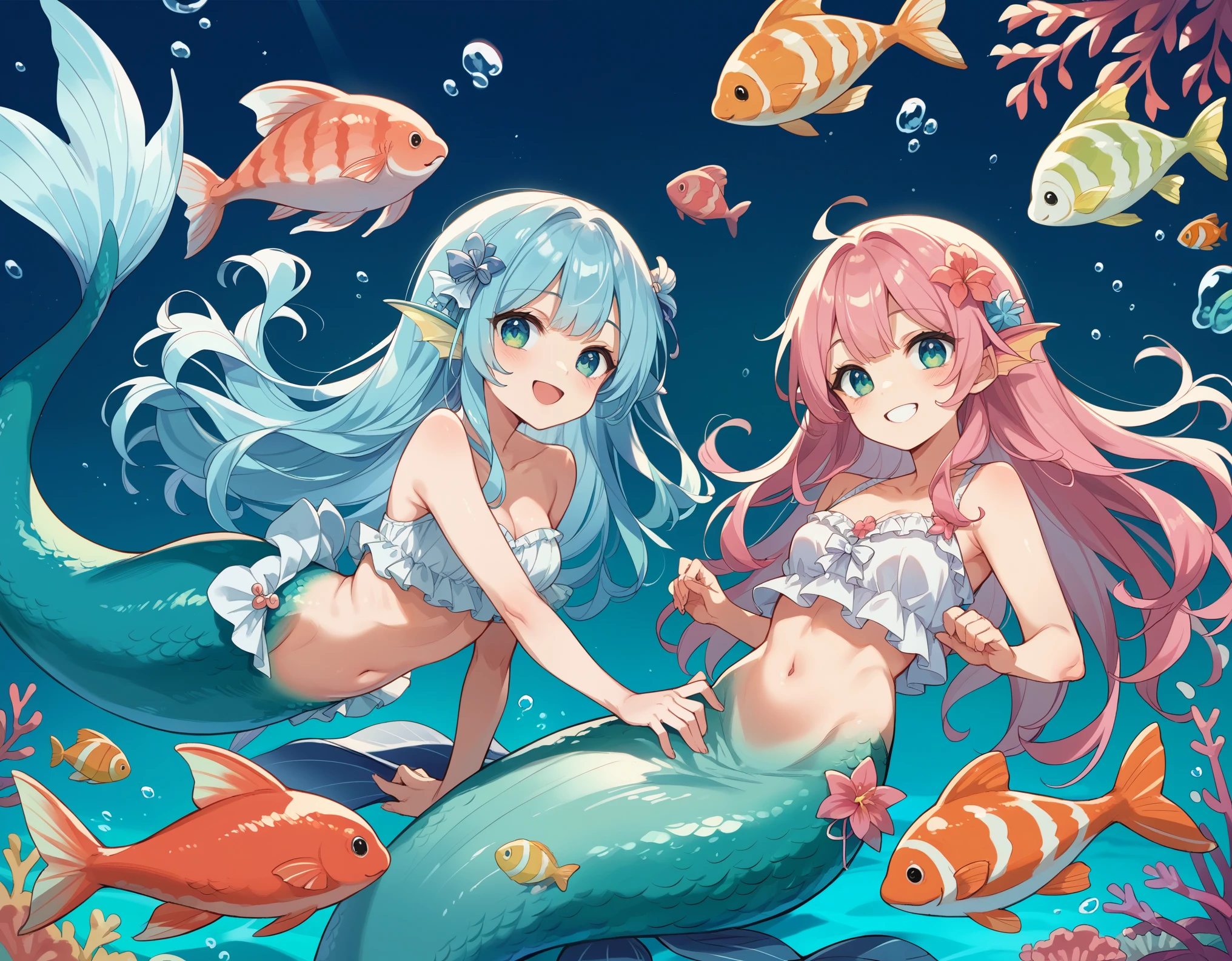 The two mermaid tails are the same shape